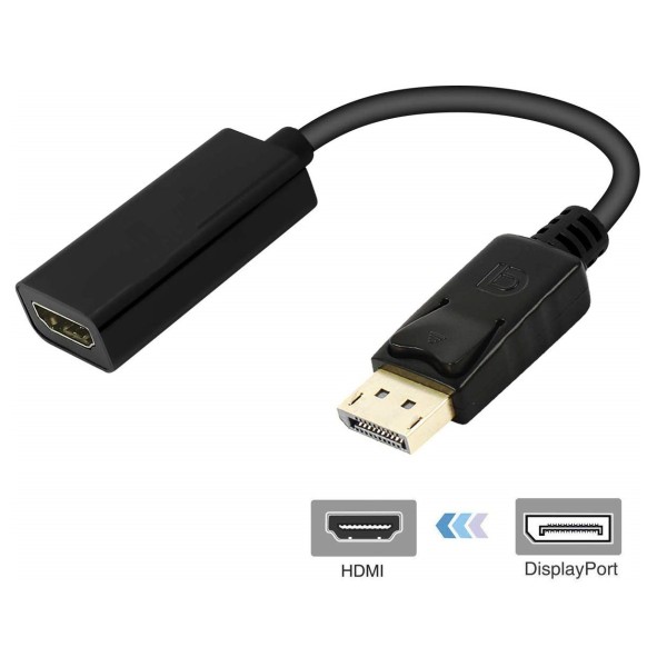 CORN DP Display port Displayport Male to HDMI Female Converter Adapter Black/white DP to HDMI Displayport to HDMI Adapter Black M/F HD 1080P AV Converter for Lenovo Dell HP and other Brand