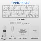 ANNE PRO 2 Cherry MX Switch, 60% Wired/Wireless Mechanical Keyboard - Full Keys Programmable - True RGB Backlit - Tap Arrow Keys - Double Shot PBT Keycaps - NKRO - 1900mAh Battery