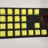 CORN Rubber Gaming Keycap Set Rubberized Doubleshot Keycaps Cherry MX OEM Profile Shine-Through of 22 Key Magenta Neon Yellow Purple