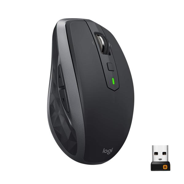 Logitech MX Anywhere 2S Wireless Mouse – Use On Any Surface, Hyper-Fast Scrolling, Rechargeable, Control up to 3 Apple Mac and Windows Computers and laptops (Bluetooth or USB), Graphite
