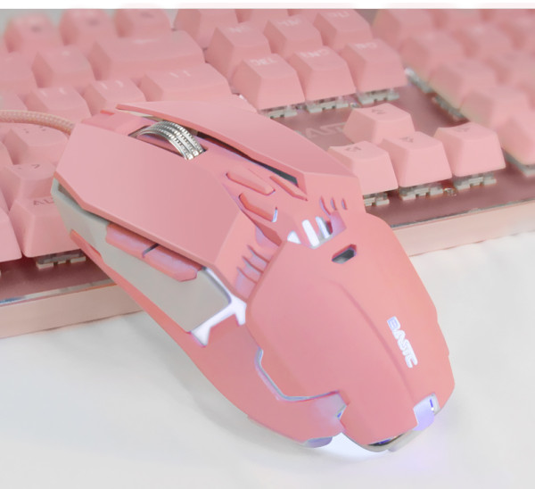 CORN Ergonomic Design,Cool Exterior 8-button 6400DPI USB Wired Gaming Mouse For Office And Game - Pink Cat Claw Version