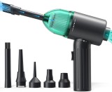 Electric Compressed Air Duster & Vacuum, CORN Electric Air Blower, 4 in 1 Function Powerful 3-Gear to 90000RPM/12000PA Keyboard Cleaner, Rechargeable Cordless Air Duster for Computer/Car/Pet Hair