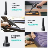 Electric Compressed Air Duster & Vacuum, CORN Electric Air Blower, 4 in 1 Function Powerful 3-Gear to 90000RPM/12000PA Keyboard Cleaner, Rechargeable Cordless Air Duster for Computer/Car/Pet Hair