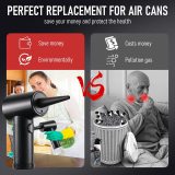 Compressed Air Duster - 3 Gear Speed 51000 RPM 6000mAh Electric Air Duster, Replaces Compressed Air Cans.Cordless air Blower Rechargeable for Cleaning Camera Computer, Household and Pet Hair