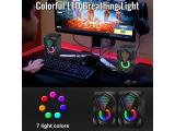 Computer Speakers X2 Wired PC Speaker 2.0 USB Gaming Powered Stereo Mini Multimedia Volume Control with RGB Lights 3.5mm Aux Input for Phone Tablets Desktop Laptop