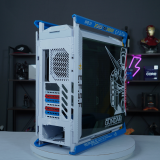 Customized Gundam White ASUS GR701 EATX full-tower computer case with semi-open structure, tool-free side panels, supports up to 2 x 420mm radiators, built-in graphics card holder,2xType-C