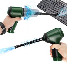 Compressed Air Duster, Keyboard Cleaner, 3-in-1 Mini Vacuum, 36000 RPM Electric Canned Air Kit, Cordless Air Can for Computer Desk Electronics Dust Cleaning, Air blow with Rechargeable Battery