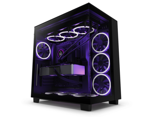 NZXT H9 Flow - All Black - CM-H91FW-01 - Dual-Chamber Mid-Tower Airflow Case,Fully-See Glass Design(Fans not included)