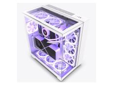 NZXT H9 Elite ATX Mid Tower PC Gaming Case - Front I/O USB Type-C Port - All transparent Tempered Glass Panel , Premium Dual-Chamber, Fans Pre-Installed - White