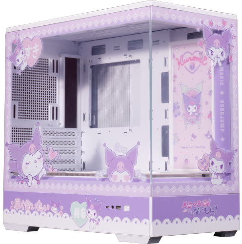 < Kuromi White> Customized Aigo Micro-ATX ITX Cpmputer Case, 6 Sides + 2 Light Panels Could Be Customized with HD Images