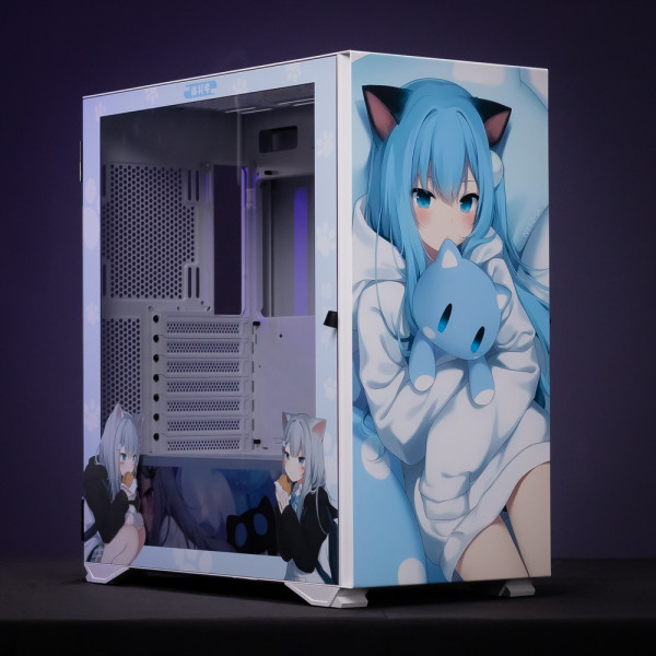 < Nekoha Shizuku >Aigo YOGO K1 Glass E-ATX/Micro ATX/Mini ITX Computer Case, 4 Sides + 3 Light Panels Could Be Customized with HD Images