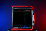 Kamen Rider Customized ASUS GR701 EATX full-tower computer case with semi-open structure, tool-free side panels, supports up to 2 x 420mm radiators, built-in graphics card holder,2xType-C