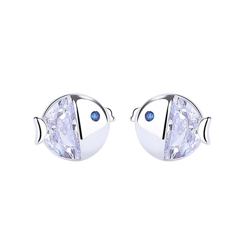 silver fish earring 584
