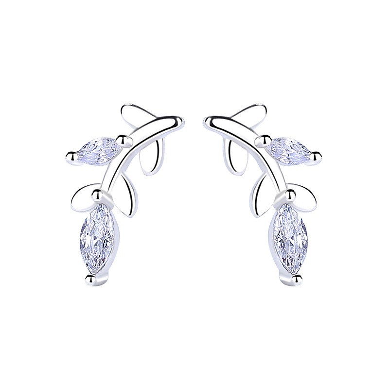 Silver leaf stud earrings 739