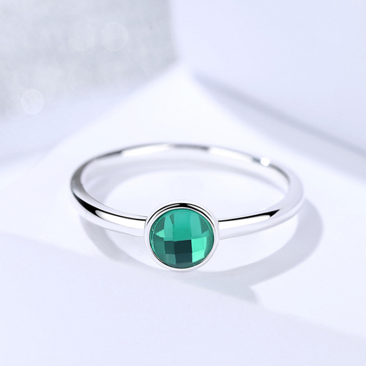 Silver green ring 512