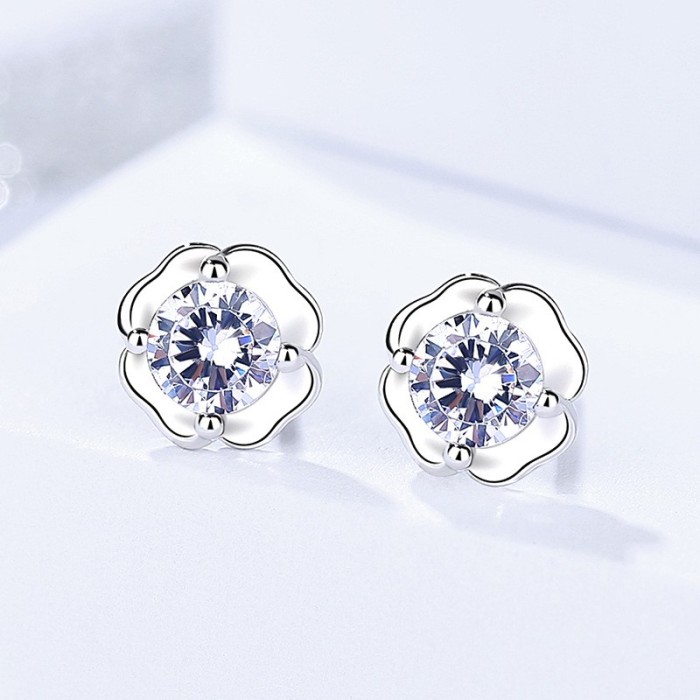 silver flower earring 551