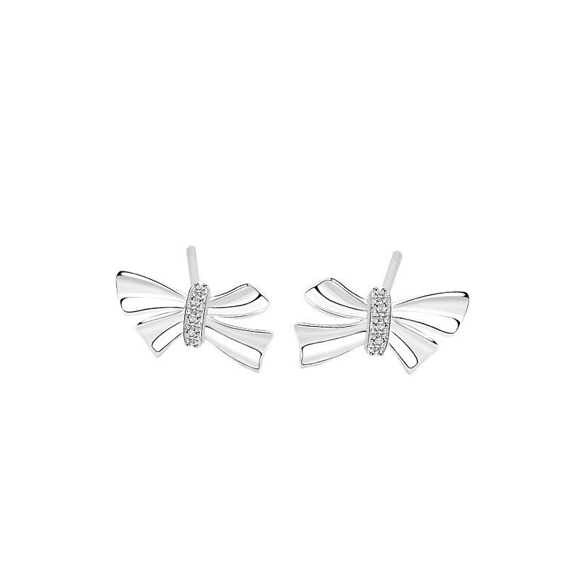 Silver bow earrings 318