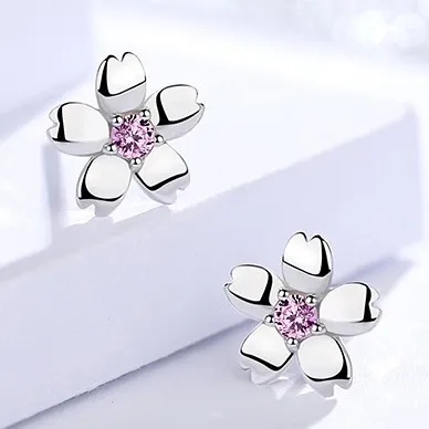 silver flower earring 1124