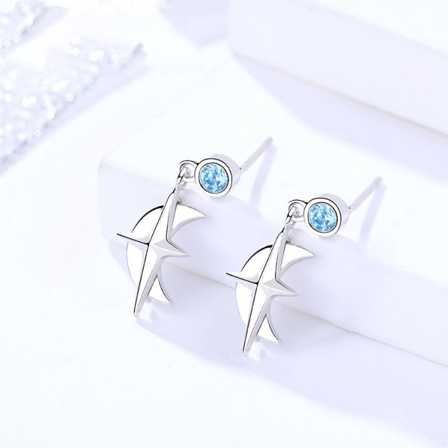Silver moon star earrings 291