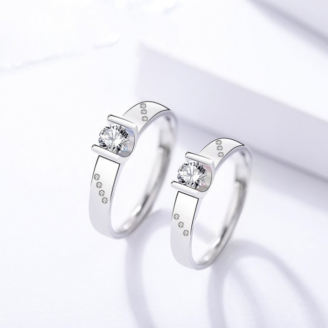 Silver Open couple ring 446