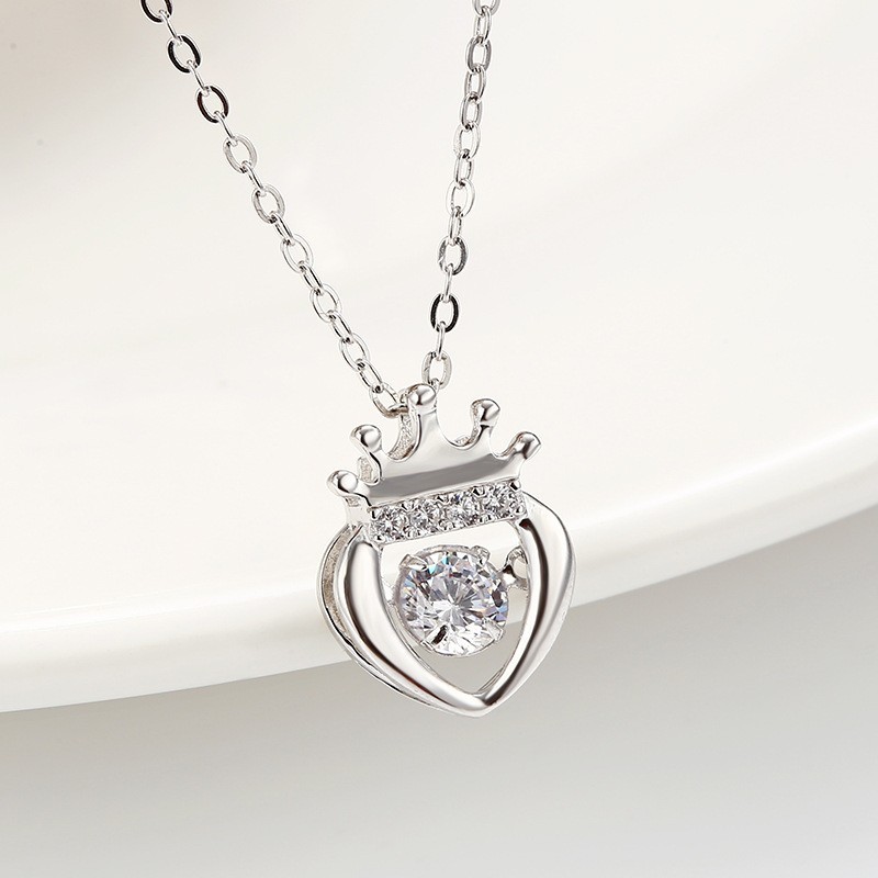 silver crown heart pendant 873