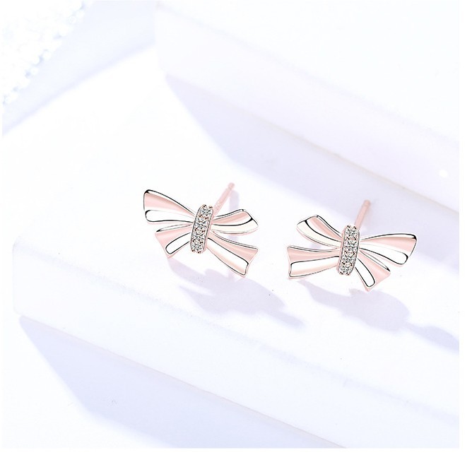 Silver bow earrings 318