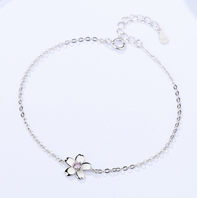 Silver flower bracelet MLAb339