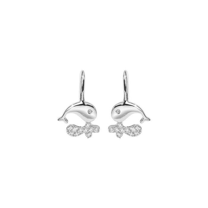 Silver whale earrings 168