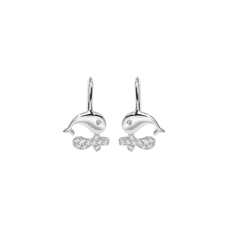Silver whale earrings 168