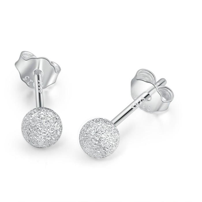 Frosted silver earrings 29651（4mm）