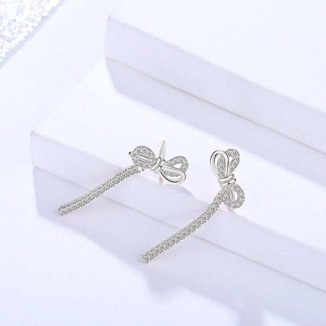 Silver bow earrings 1371