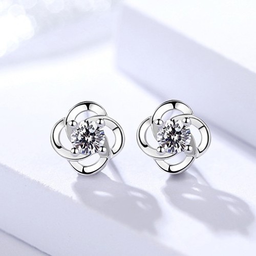 silver flower earring 1126