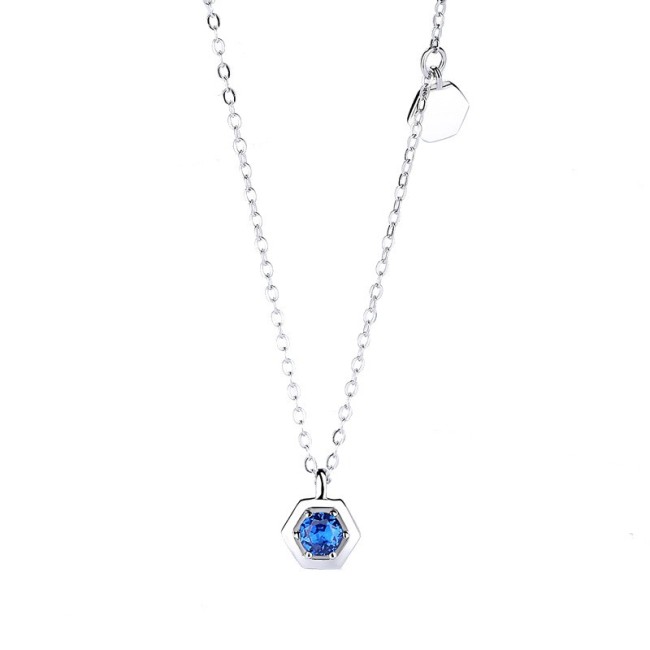 Silver blue necklace MLA1129