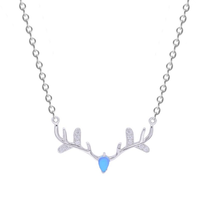 silver Christmas elk necklace MLA1452