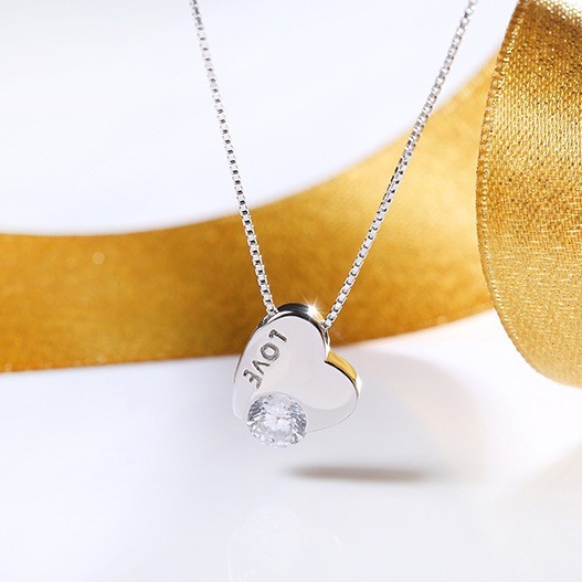 silver heart necklace MLA766a