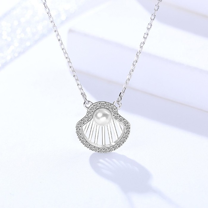 Silver shell necklace MLA1046-2