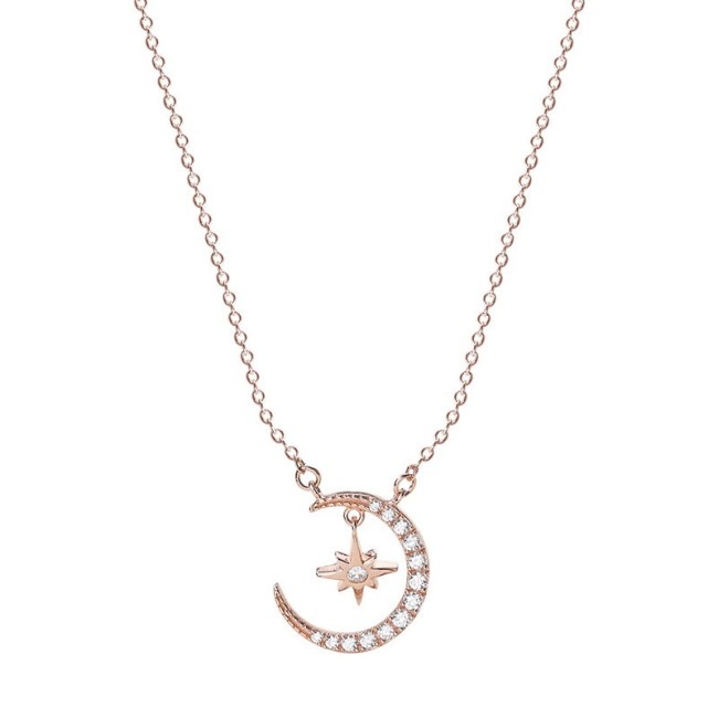 silver moon star necklace MLA451