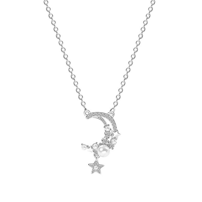 Silver star moon necklace MLA1048-1