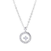 silver hollow round necklace MLA1450
