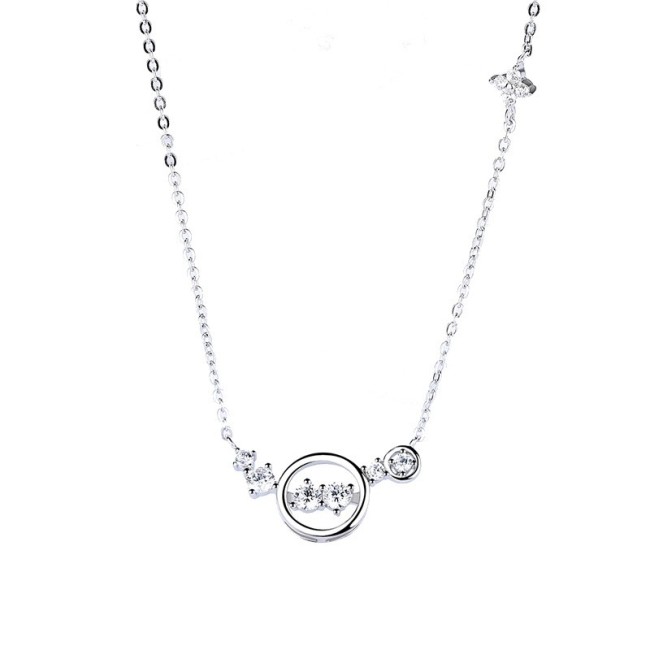 Silver Round diamond necklace MLA1115