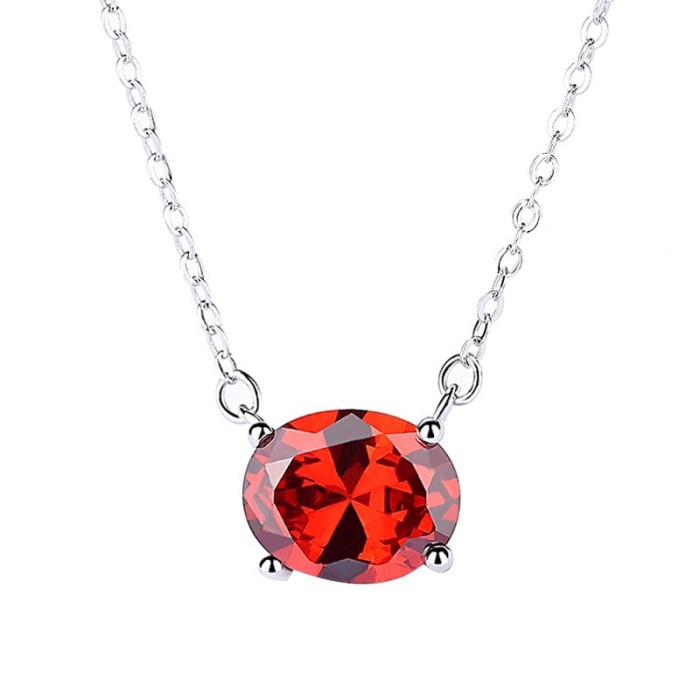 Silver red necklace MLA1096