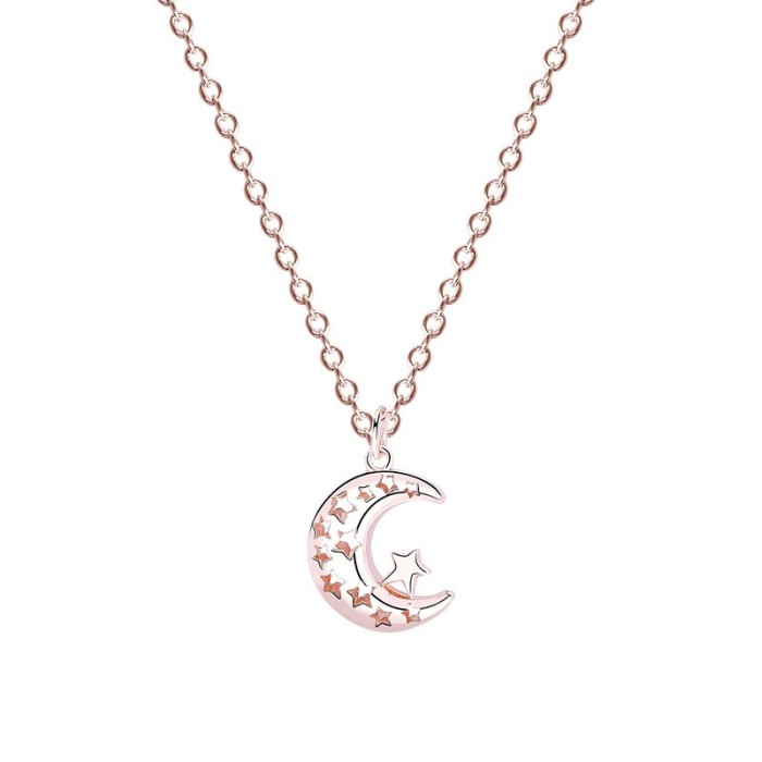 Silver star moon necklace MLA1049-1