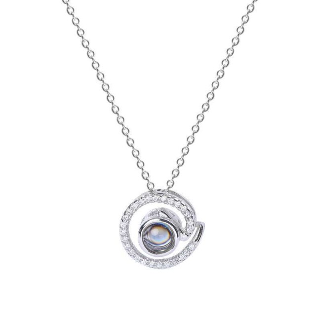 Silver round necklace MLA1057