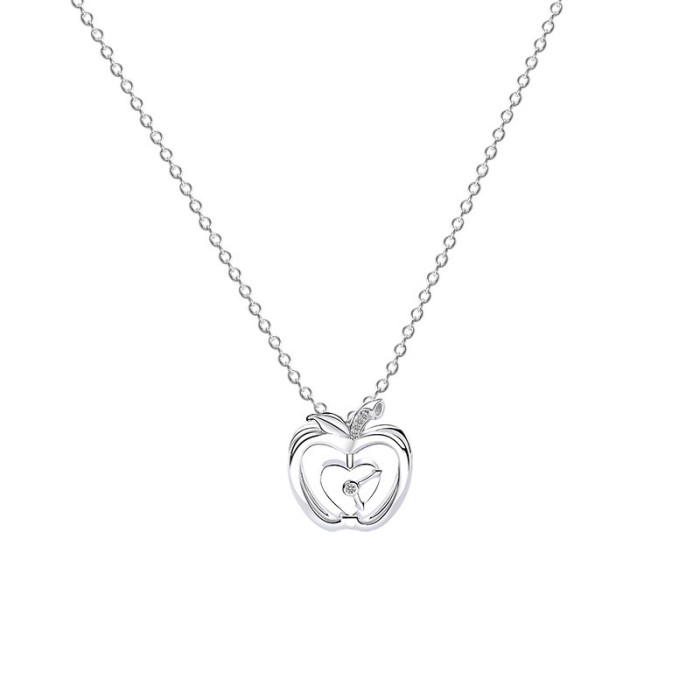 Silver Apple Love Necklace MLA506a