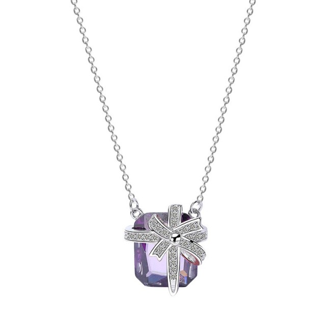 Silver square necklace MLA897