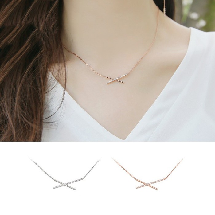 silver necklace MYA633(white)