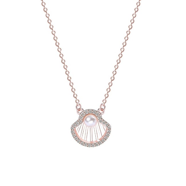 Silver shell necklace MLA1046-1