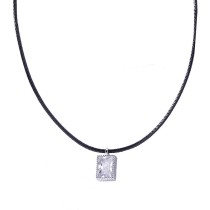 Silver Leather rope necklace MLA1155a