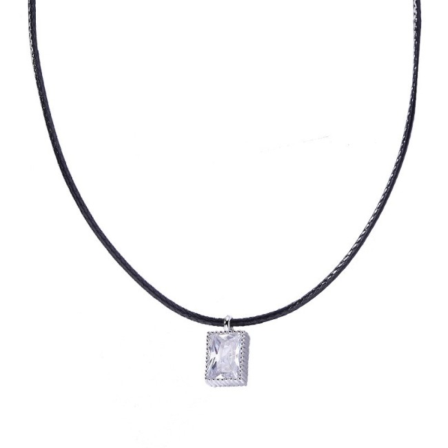 Silver Leather rope necklace MLA1155a