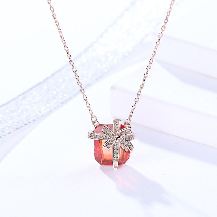 Silver square necklace MLA897-1